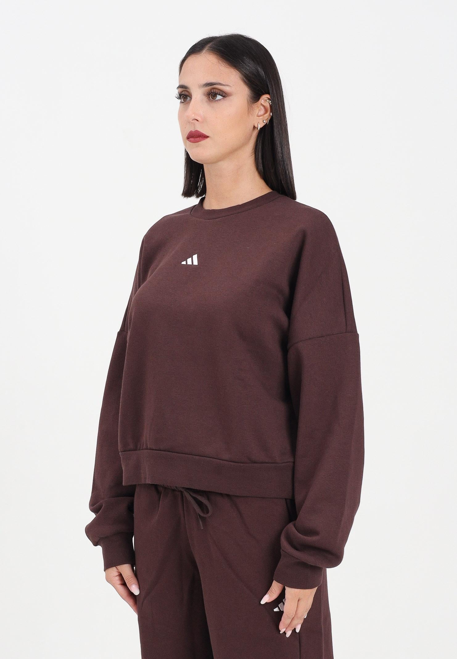 ADIDAS PERFORMANCE Felpa girocollo Essentials Small Logo Feelcozy marrone da donna JV7302  ADIDAS PERFORMANCE 