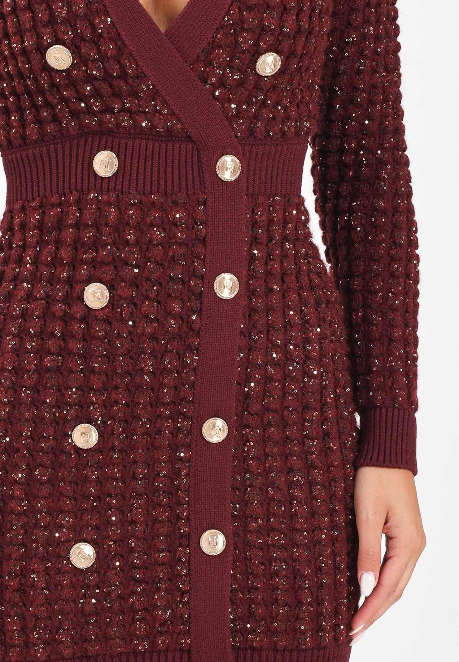 ELISABETTA FRANCHI Abito corto bordeaux da donna con paillettes AM15Q56E2 CG3 ELISABETTA FRANCHI 