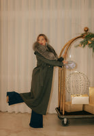 YES LONDON Cappotto grigio da donna con collo in vera pelliccia CD1218 GR YES LONDON 