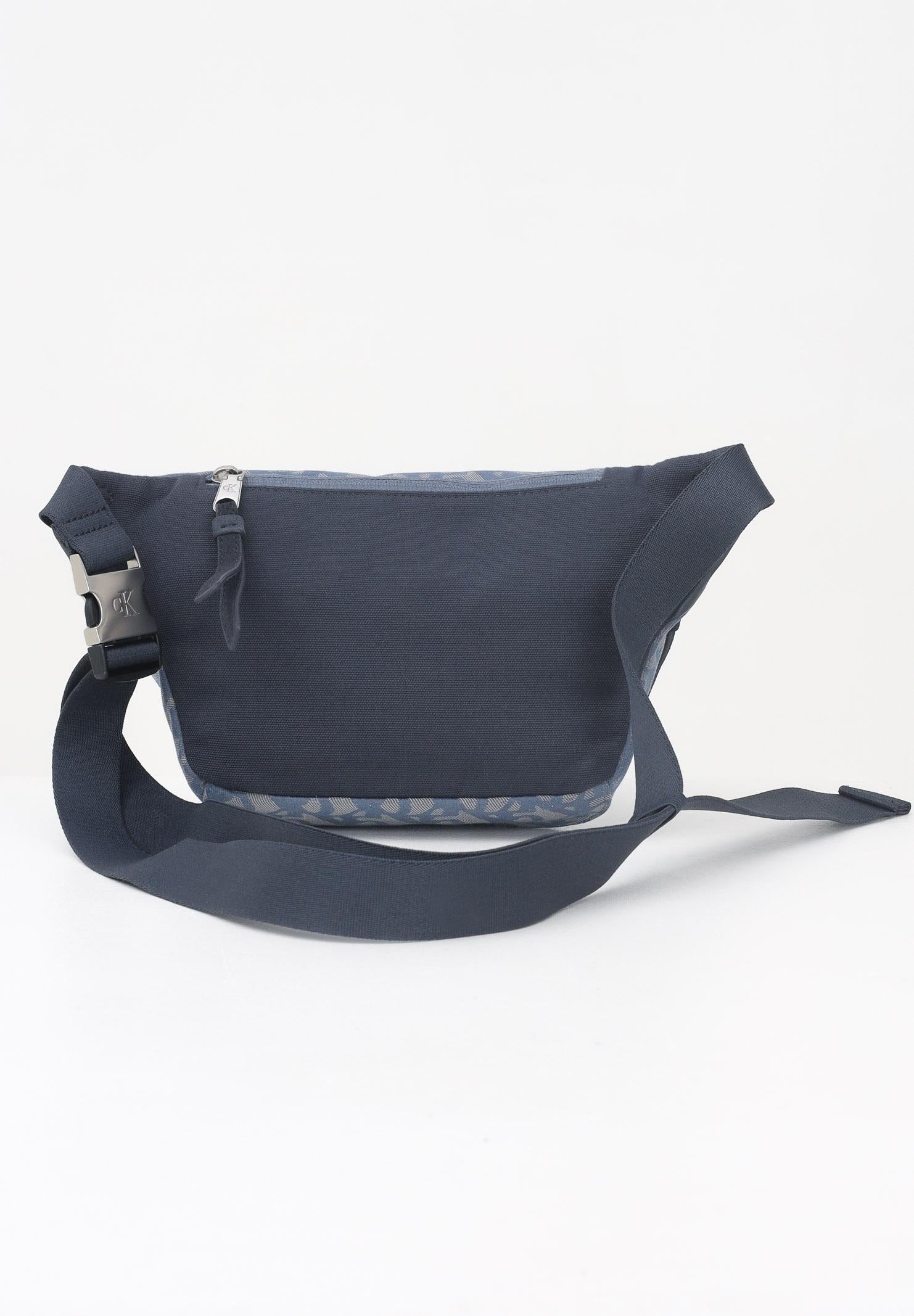 CALVIN KLEIN Marsupio blu da uomo in tessuto jacquard con logo LV04G3177G K6B CALVIN KLEIN 