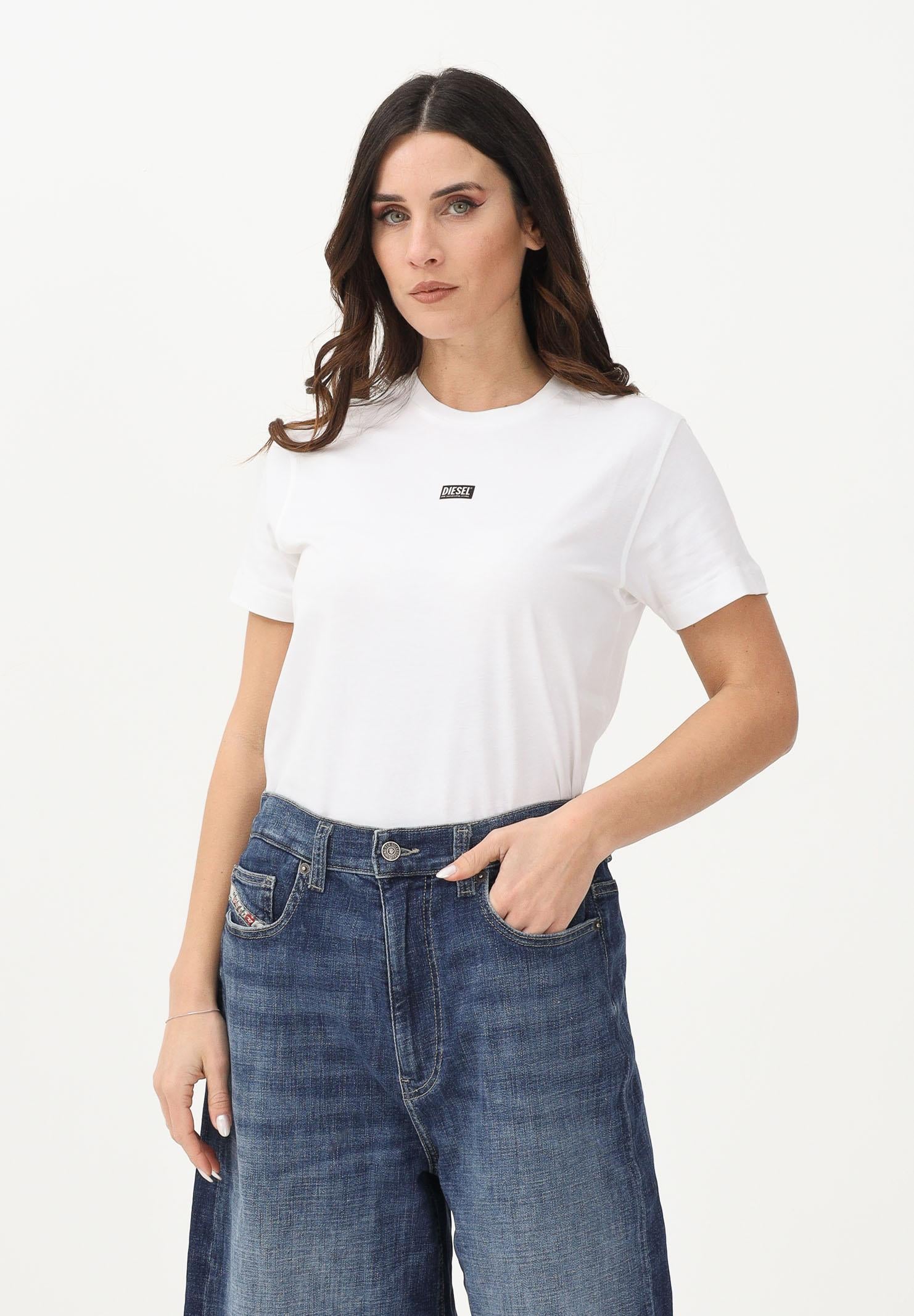 DIESEL T-shirt a manica corta bianca per donna, ragazzi e bambini con logo J027700CATM K100 DIESEL 