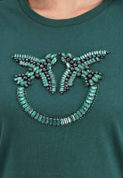 PINKO T-shirt a manica corta verde da donna con logo Love Birds 100535A2RN X79 PINKO 