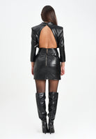 ELISABETTA FRANCHI Abito corto nero da donna in craquelé con rever<BR/> AB79956E2 110 ELISABETTA FRANCHI 