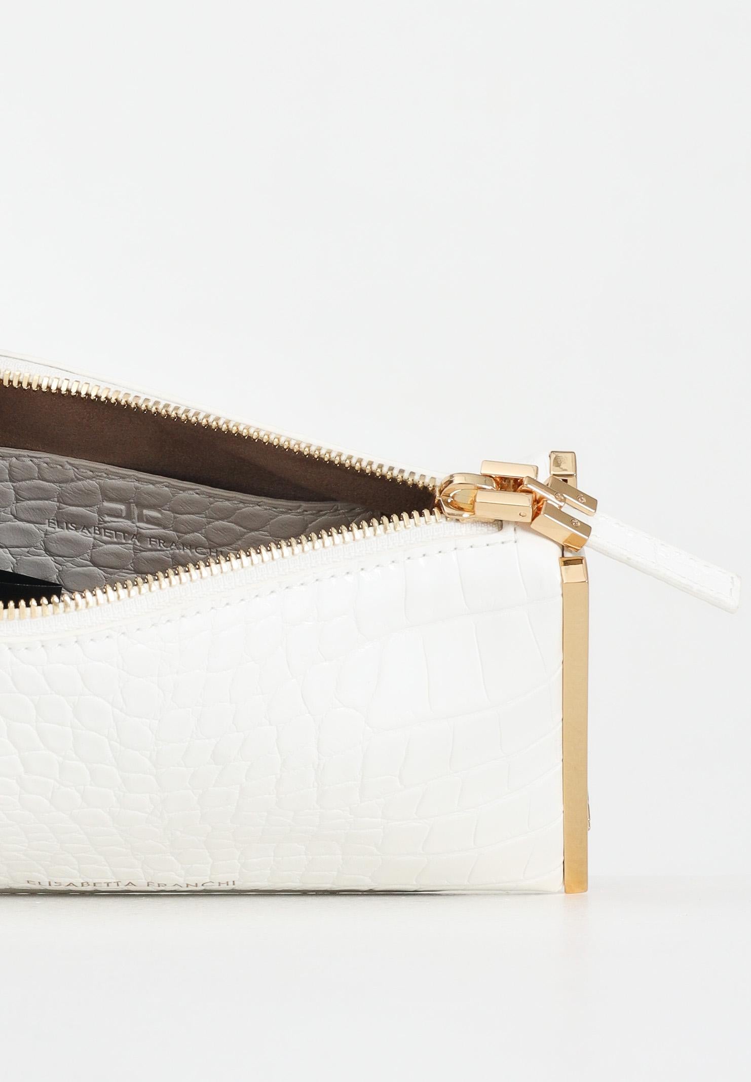 ELISABETTA FRANCHI Pochette avorio da donna con stampa cocco BS51A56E2 360 ELISABETTA FRANCHI 