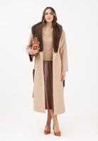 YES LONDON Cappotto beige da donna con dettagli in vera pelliccia CD1221 CA YES LONDON 