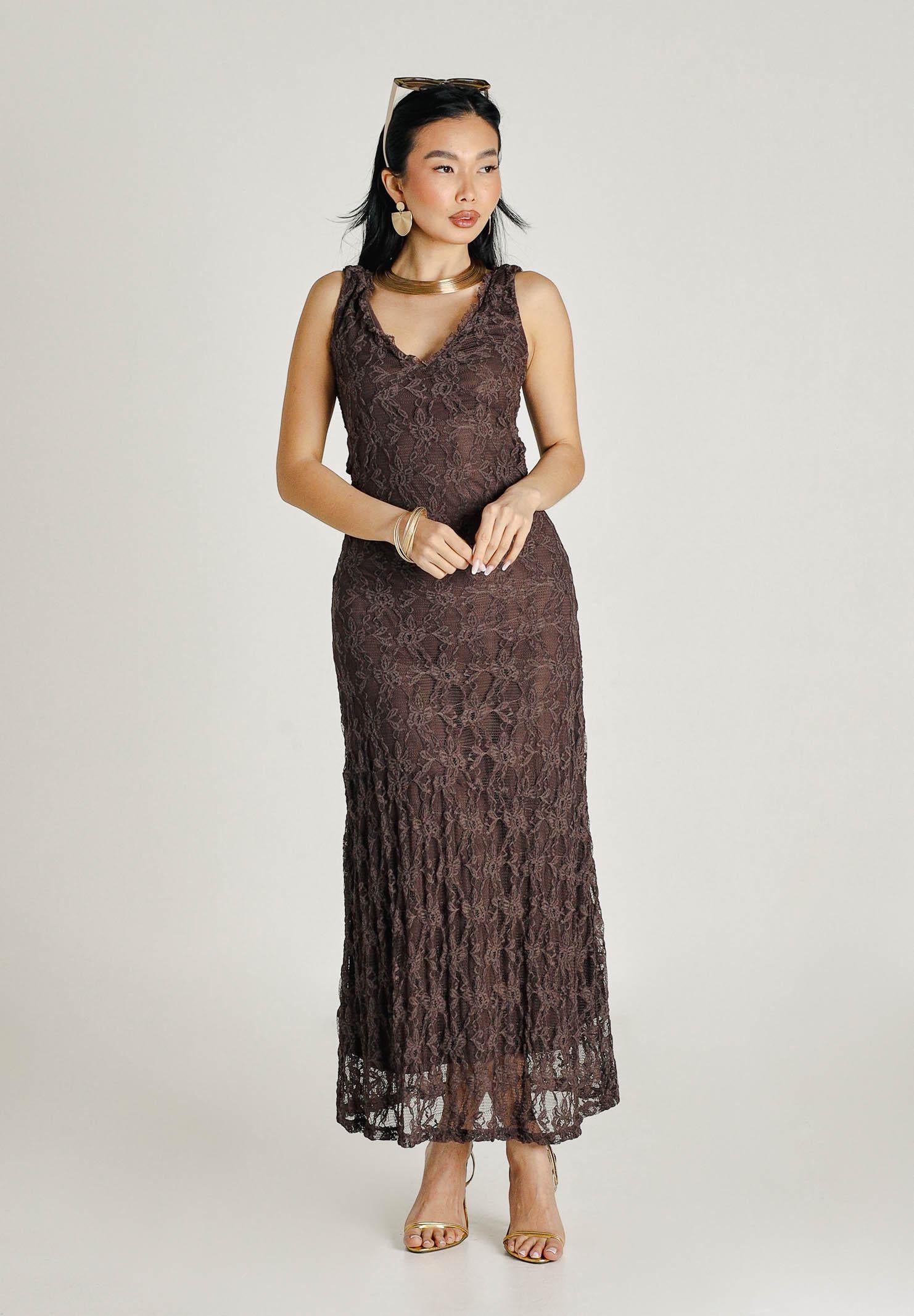 ONLY Abito lungo marrone da donna 15372795 SHBA ONLY 