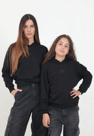 Felpa con cappuccio nera per donna e bambina con logo Oval D ricamato J02014KYAX3 K900 DIESEL 