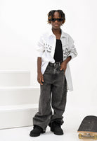 MAISON MARGIELA Jeans per donna, ragazzi e bambini in denim nero con leggere sfumature M60844MM06D M602 MAISON MARGIELA 