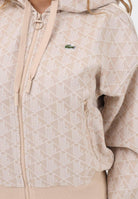 LACOSTE Felpa con zip beige da donna in jacquard con monogramma SF7606 8GI LACOSTE 