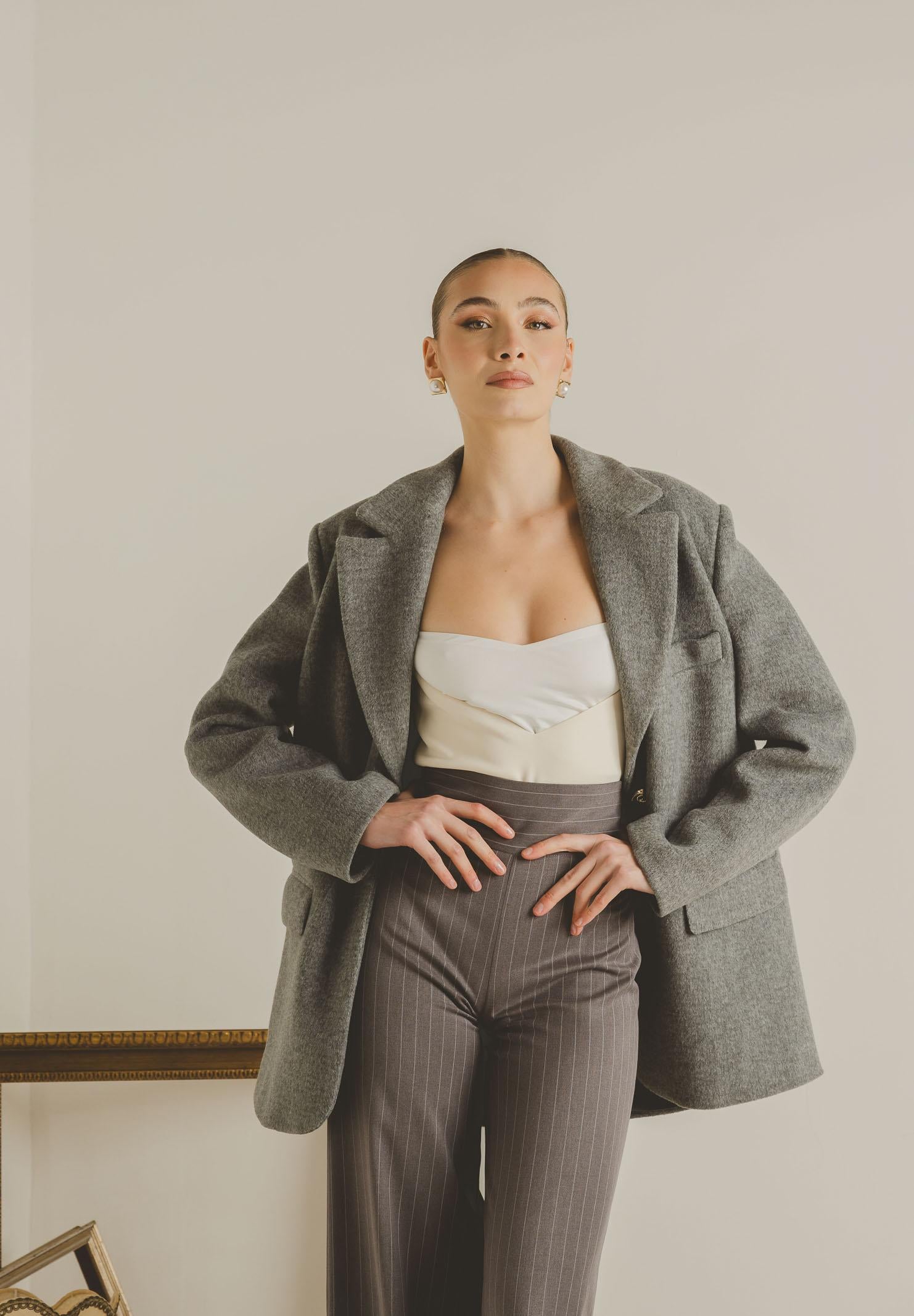 SANTAS Cappotto corto LUMIÈRE grigio da donna PV2620 GR SANTAS 