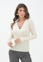 PATRIZIA PEPE Maglia ESSENTIAL panna da donna 2K0331K7S0 W405 PATRIZIA PEPE 