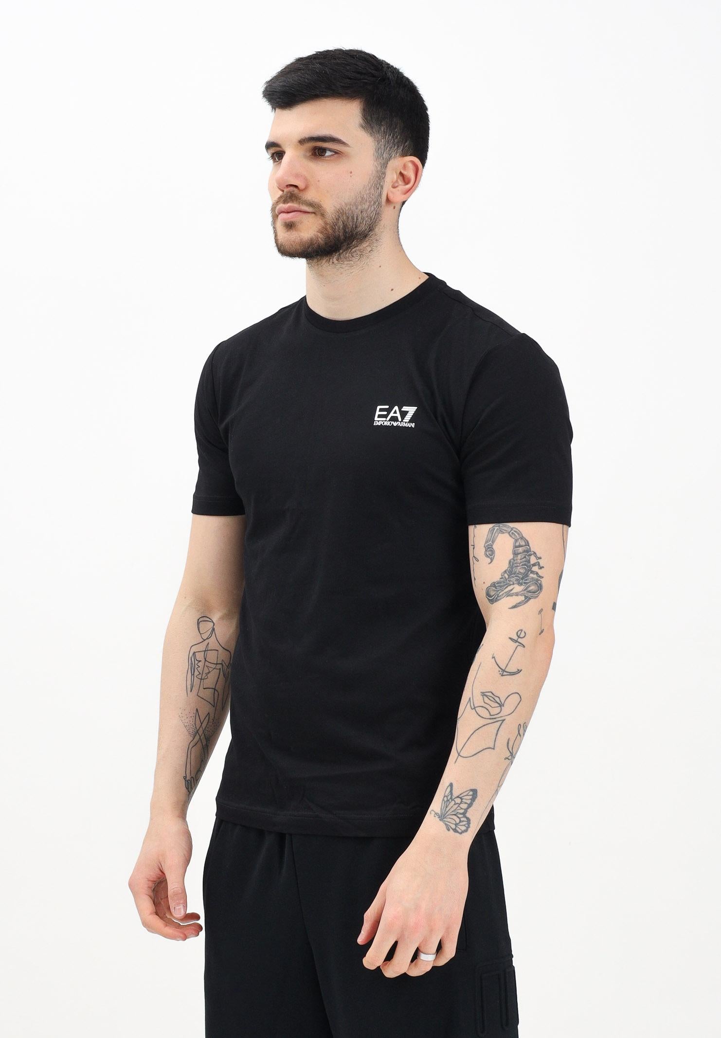 EA7 T-shirt a manica corta nera da uomo con stampa logo 8NPT25PJVPZ 1200 EA7 