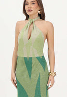 AKEP Abito lungo halter verde da donna con schiena scoperta VSKD13302 V1 AKEP 