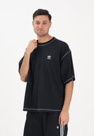 ADIDAS ORIGINALS T-shirt a manica corta TREFOIL ESSENTIALS nera da uomo JW0971 . ADIDAS ORIGINALS 