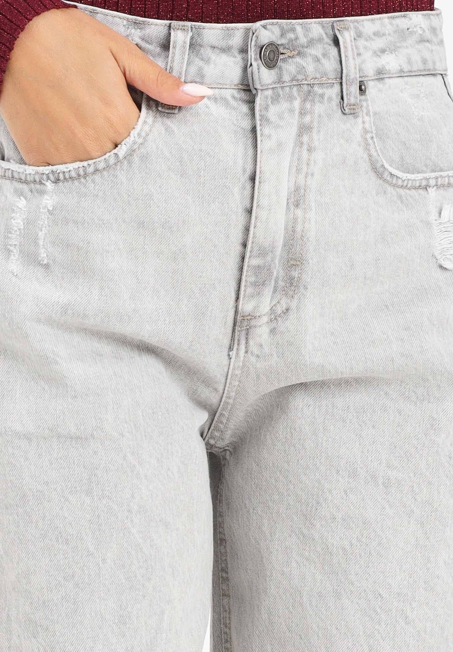 VICOLO Jeans Phoebe da donna in denim grigio chiaro dal lavaggio vintage DF5139 VU VICOLO 