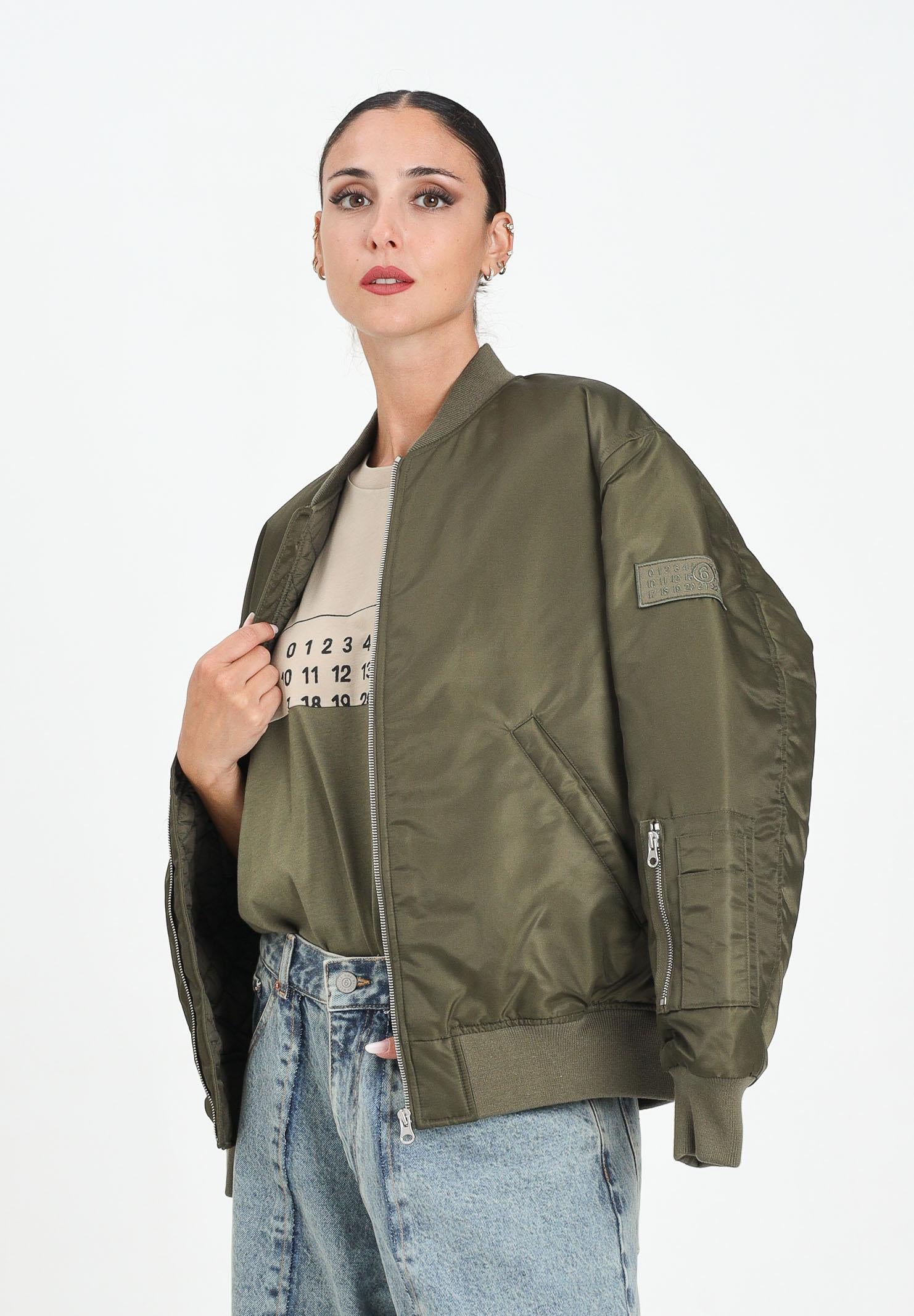 MAISON MARGIELA Bomber verde per donna, ragazzi e bambini con Patch Numeric M60832MM03B M6514 MAISON MARGIELA 
