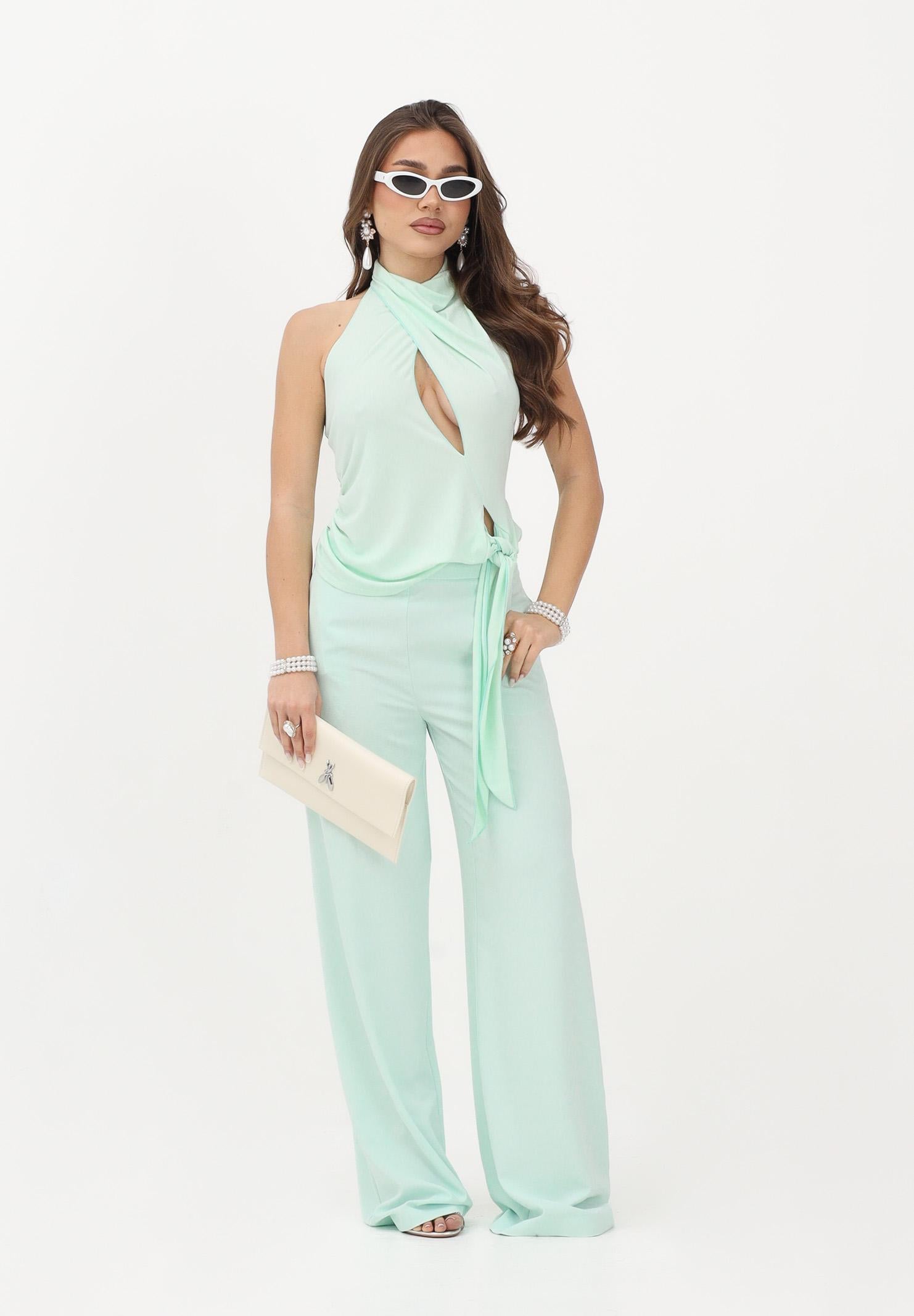 PATRIZIA PEPE Top verde acqua da donna con drappeggio e nodo laterale 2M4527J333 G632 PATRIZIA PEPE 