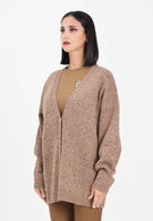 PINKO Cardigan beige da donna in tessuto bouclé con strass 105739A2U4 C3Z PINKO 