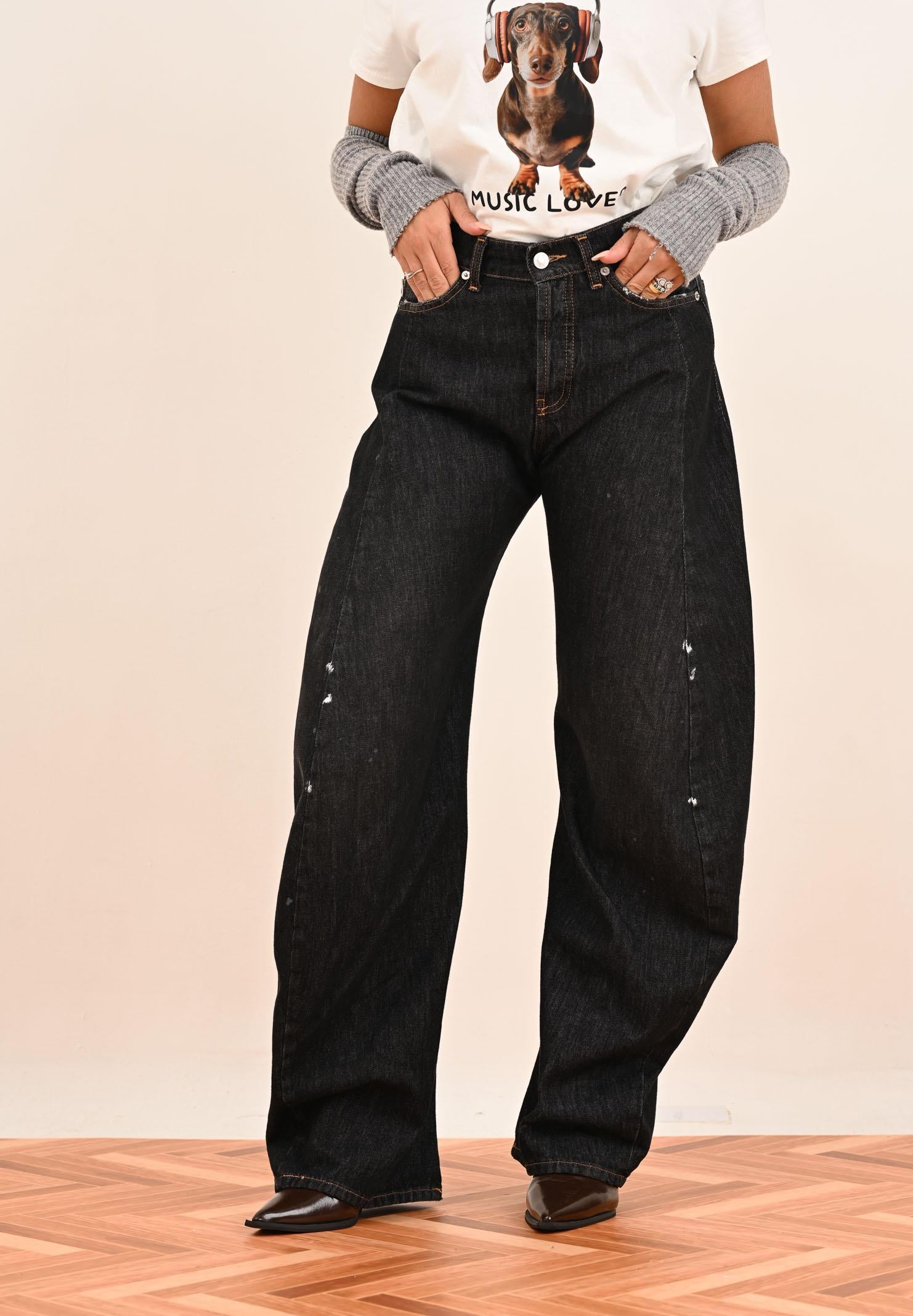 VICOLO Jeans Olly in denim nero da donna DF5284 NE VICOLO 