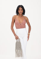 PATRIZIA PEPE Body in tulle e pizzo stretch terracotta da donna 2I0143A602 B885 PATRIZIA PEPE 