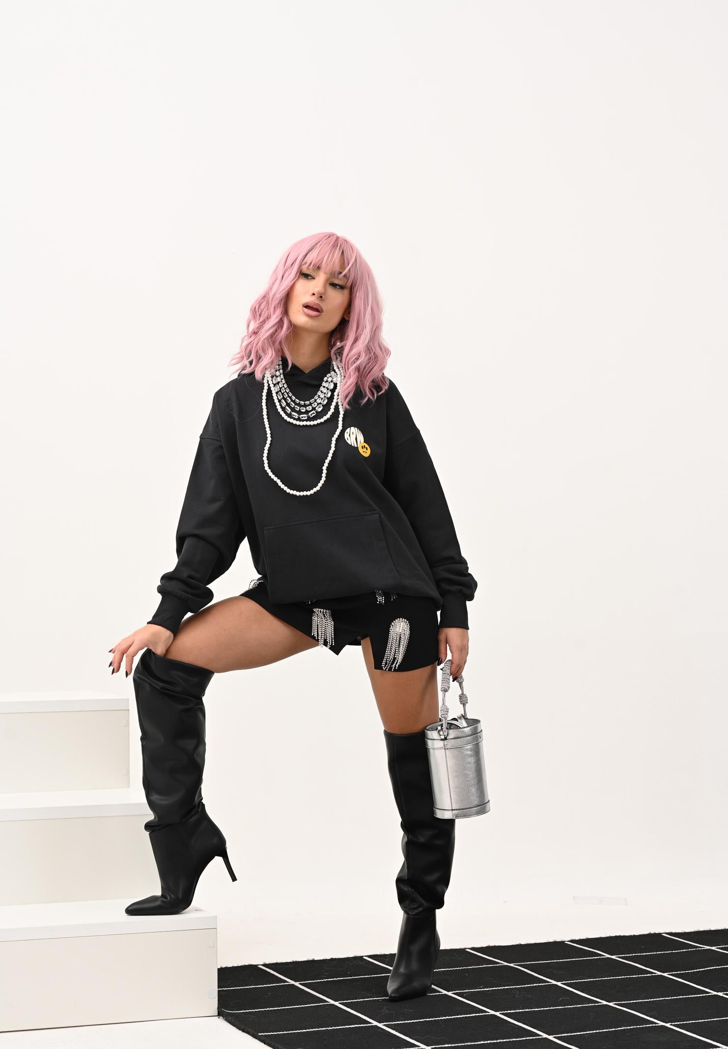 BARROW Felpa con cappuccio grigia per uomo e donna caratterizzata da maxi stampa sul retro F5BWUAHS125 251 BARROW 