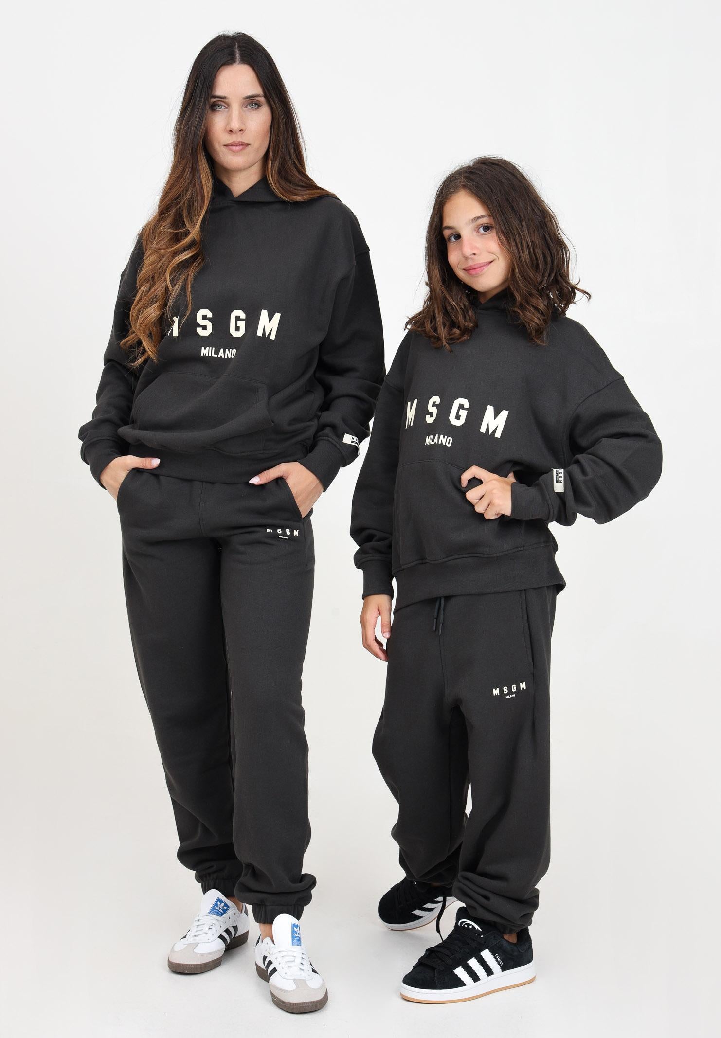 Pantalone sportivo piombo per donna e bambina con stampa logo F4MSJUFP177 103 MSGM 