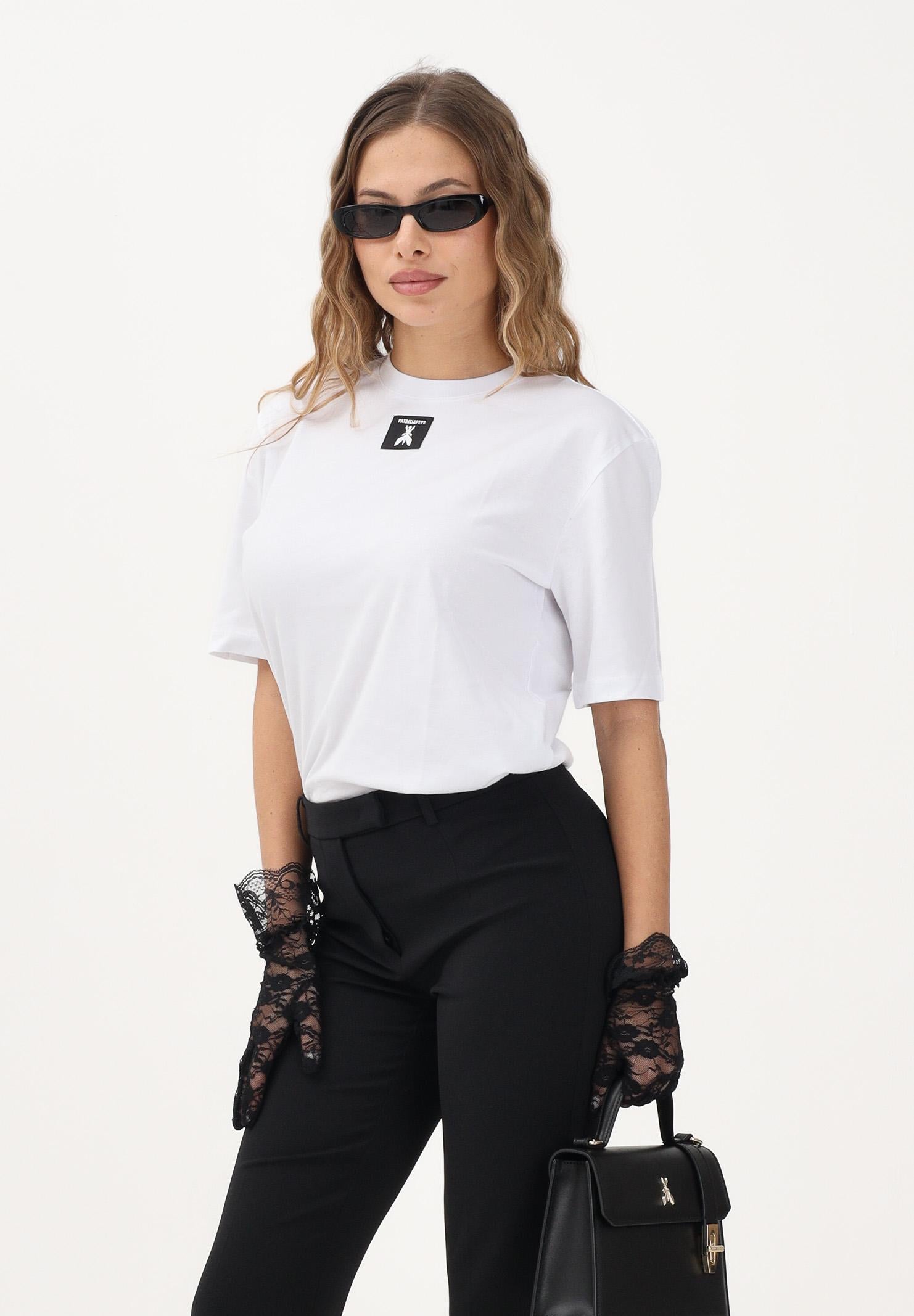 PATRIZIA PEPE T-shirt a manica corta bianca da donna con logo 8M1612J089 W103 PATRIZIA PEPE 