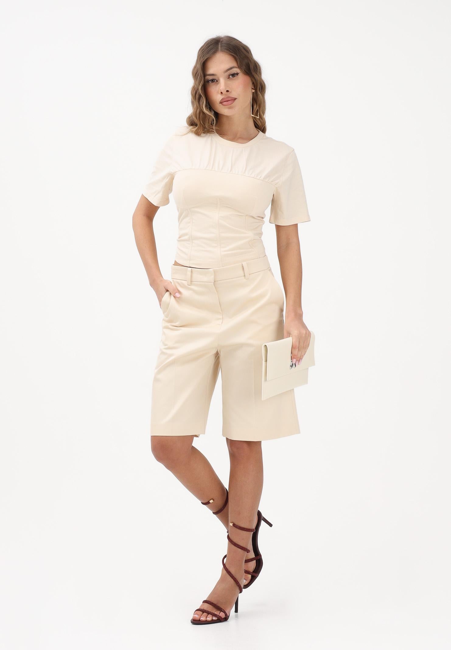 PATRIZIA PEPE T-shirt a manica corta panna da donna con costruzione a bustier 8M1803J387 W409 PATRIZIA PEPE 