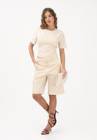 PATRIZIA PEPE T-shirt a manica corta panna da donna con costruzione a bustier 8M1803J387 W409 PATRIZIA PEPE 