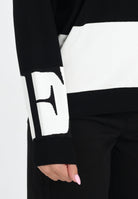 ELISABETTA FRANCHI Maglioncino girocollo nero da donna con bande lucide MK01S56E2 EF3 ELISABETTA FRANCHI 