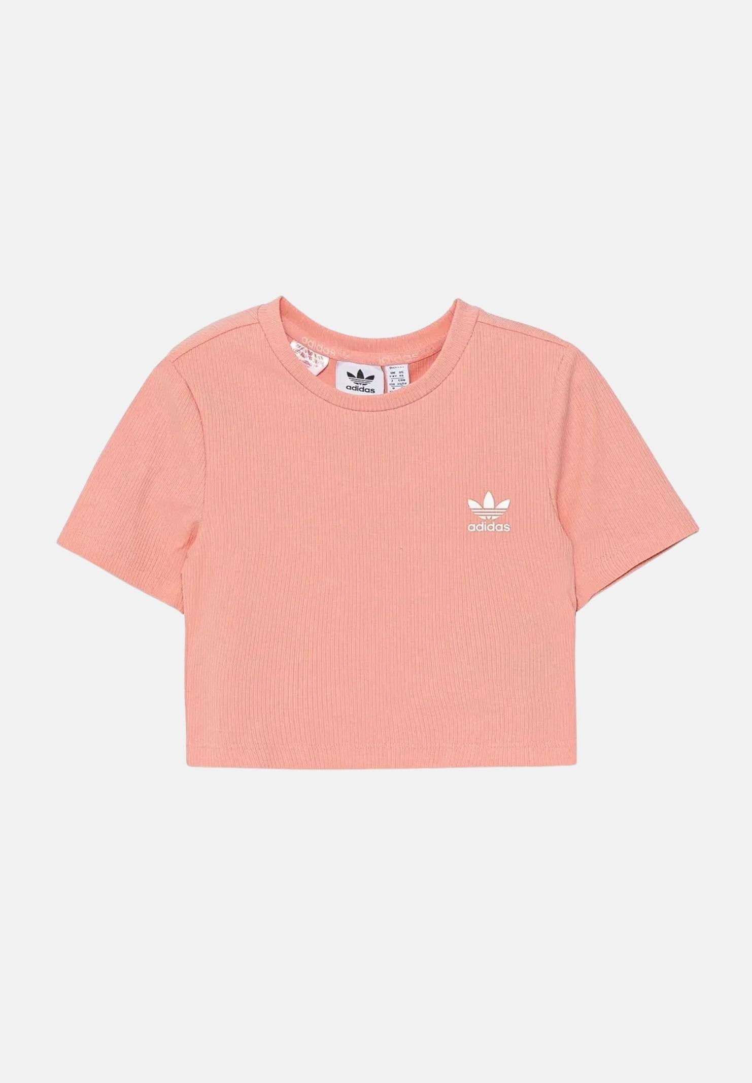 ADIDAS ORIGINALS T-shirt a manica corta Ribbed Crop rosa da bambina JC8441  ADIDAS ORIGINALS 
