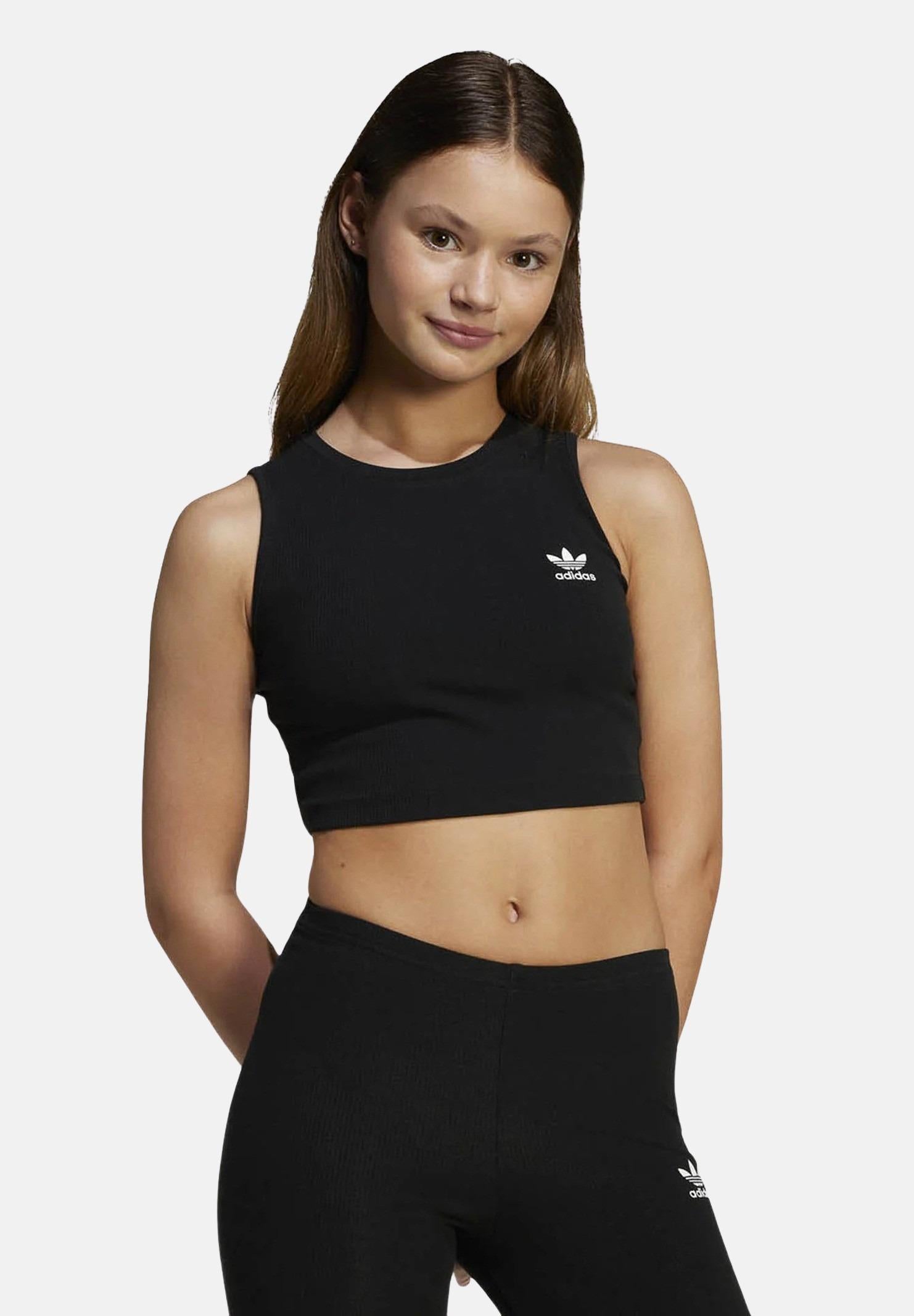ADIDAS ORIGINALS Top sportivo Ribbed Tank nero da bambina JC8430 . ADIDAS ORIGINALS 
