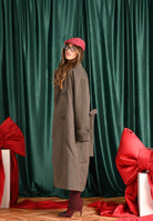 ONLY Cappotto lungo doppiopetto marrone da donna con motivo a spina di pesce 15353049 SealBrown ONLY 