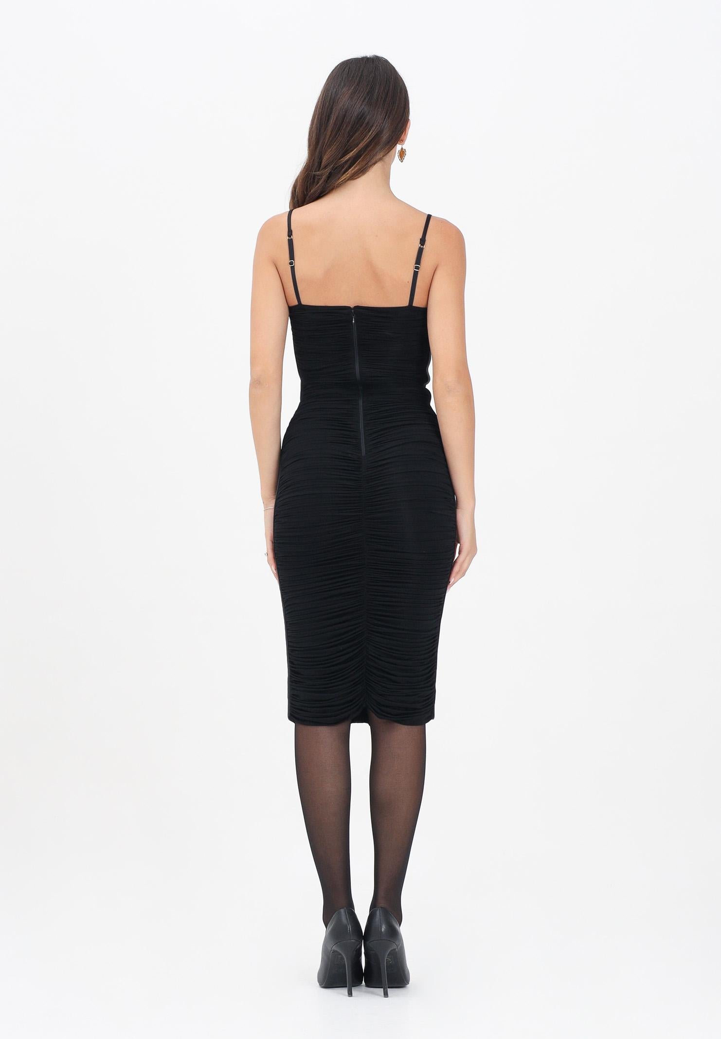 ELISABETTA FRANCHI Abito midi nero da donna con drappeggi AB81556E2 110 ELISABETTA FRANCHI 