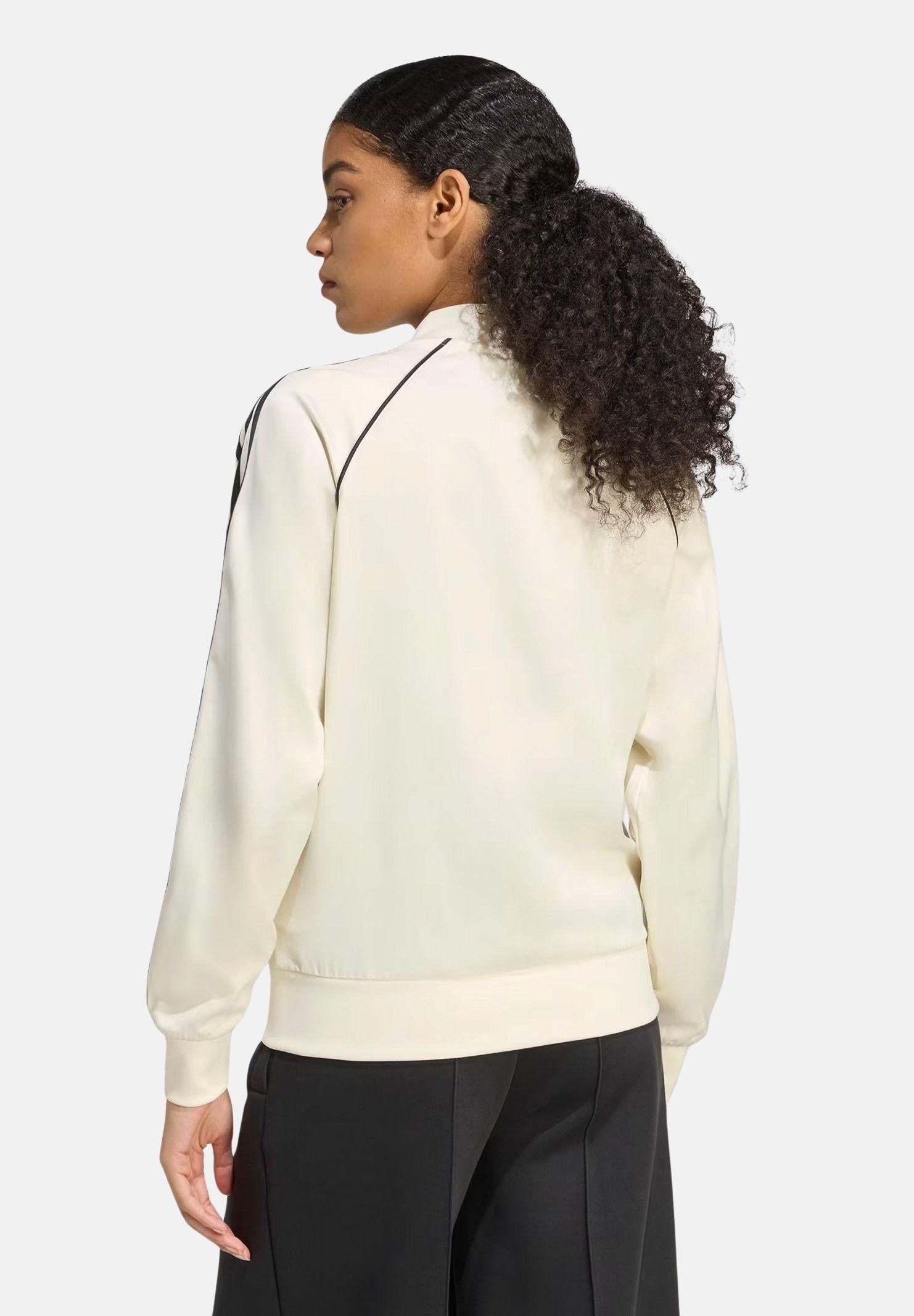 ADIDAS ORIGINALS Felpa con zip Adicolor SST Satin panna da donna KH1567 . ADIDAS ORIGINALS 