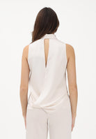 SIMONA CORSELLINI Camicia smanicata avorio da donna con papillon in strass P26CECA10101 V0359 SIMONA CORSELLINI 