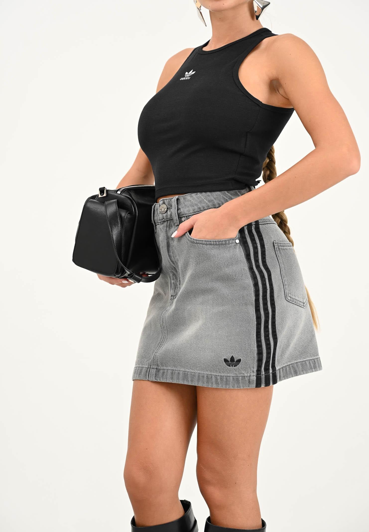 ADIDAS ORIGINALS Gonna di jeans Adicolor 3-Stripes grigia da donna JW2657  ADIDAS ORIGINALS 