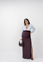 ELISABETTA FRANCHI Body a manica lunga celeste da donna in georgette di viscosa e  raso CB00356E2 EA7 ELISABETTA FRANCHI 