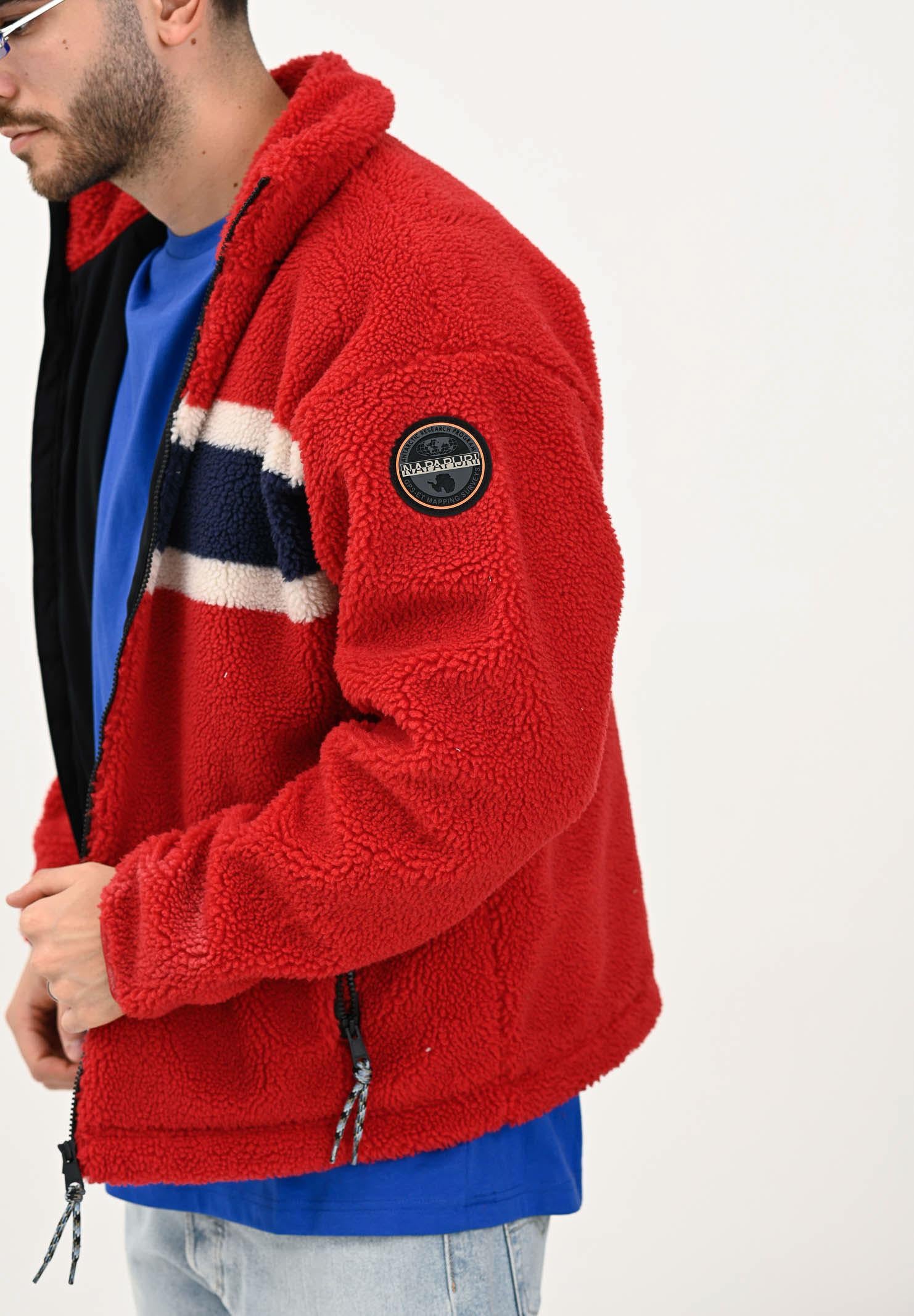 NAPAPIJRI Felpa con zip in Pile Fiemme rossa da uomo NP0A88TCFZF1  NAPAPIJRI 