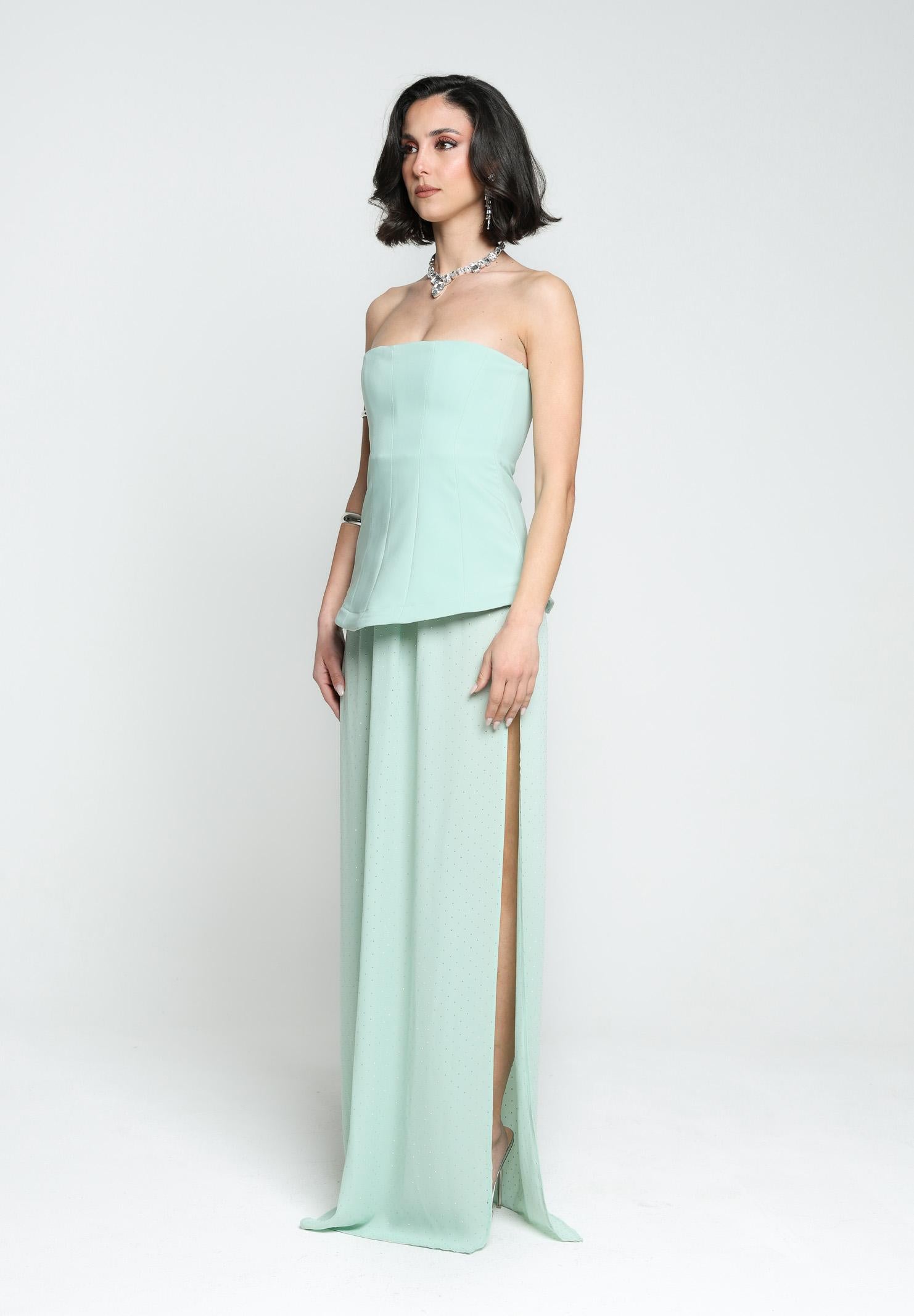 SANTAS Women's Mint Green CREAM Long Dress – Pavidas