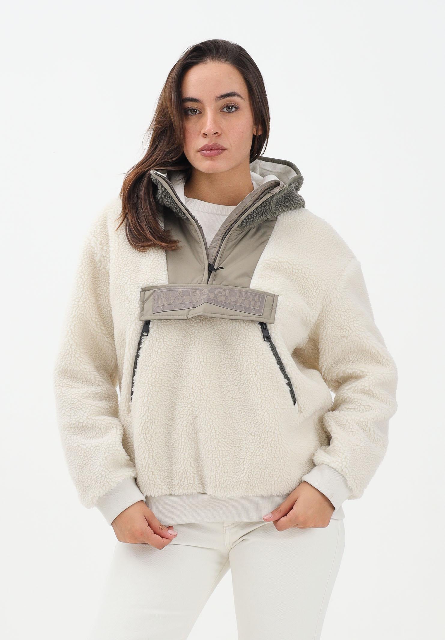 NAPAPIJRI Felpa mezza zip Seline panna da donna NP0A4HYON1J1  NAPAPIJRI 