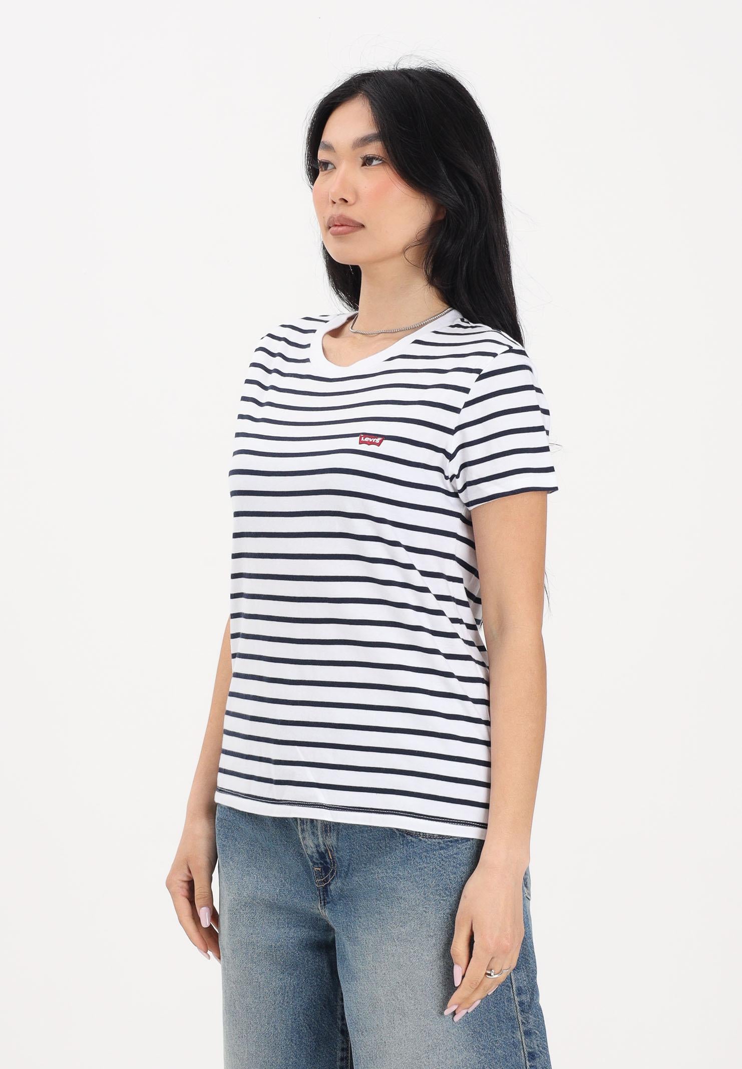 LEVI'S T-shirt a manica corta Perfect blu e bianca da donna con motivo a righe 39185-0400 . LEVI'S® 