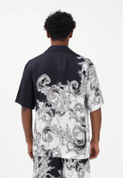 VERSACE JEANS COUTURE Camicia a manica corta nera da uomo con stampa "Wave Couture" 80GAL2BBNS786 V22 VERSACE JEANS COUTURE 