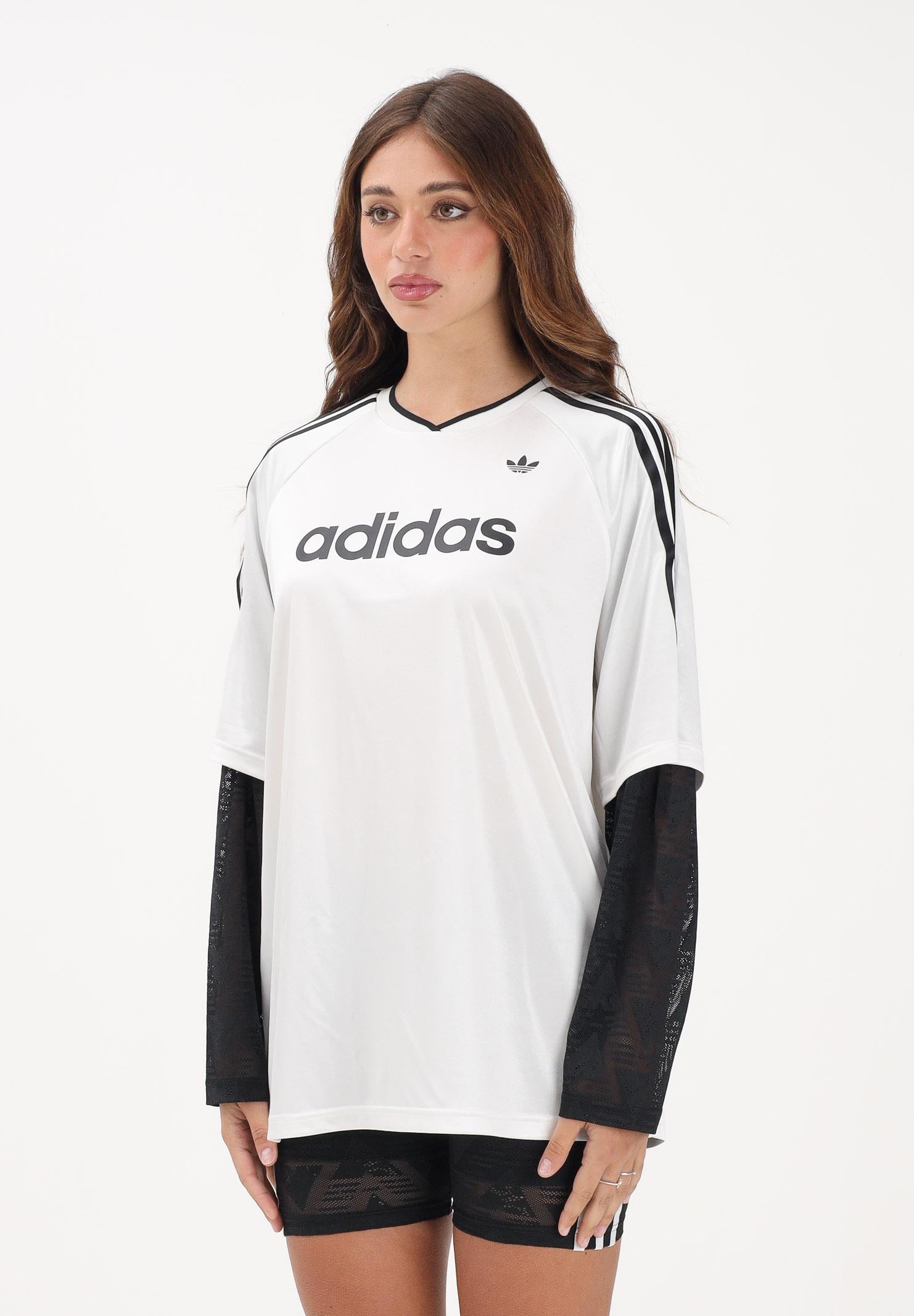 ADIDAS ORIGINALS T-shirt a manica lunga LACE bianca e nera da donna KC8140 . ADIDAS ORIGINALS 