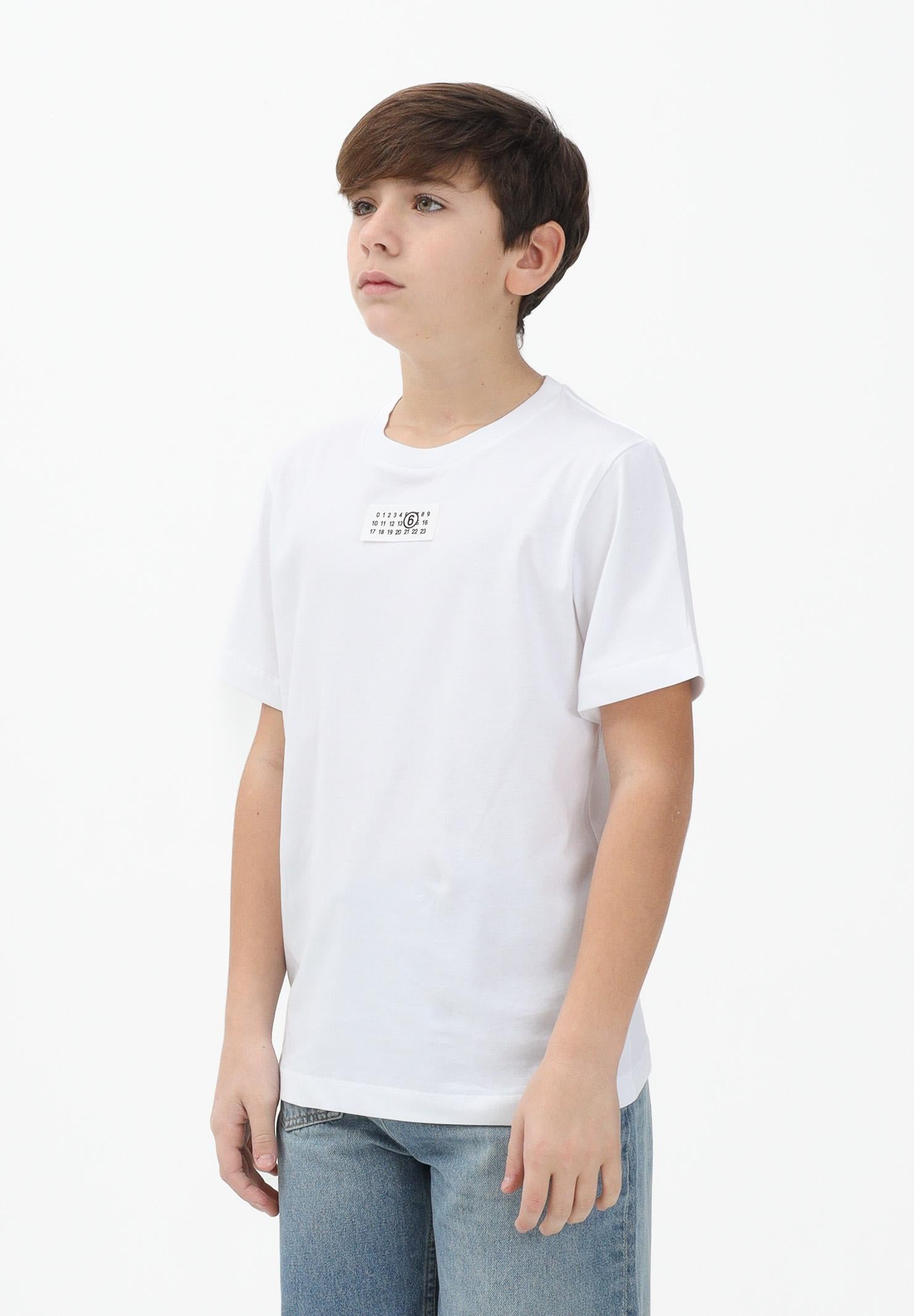 MAISON MARGIELA T-shirt a manica corta bianca per donna, ragazzi e bambini con logo M61022MM04I M6100 MAISON MARGIELA 