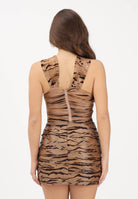 ELISABETTA FRANCHI Body cammello da donna con stampa tigre<BR/> BO03362E2 470 ELISABETTA FRANCHI 