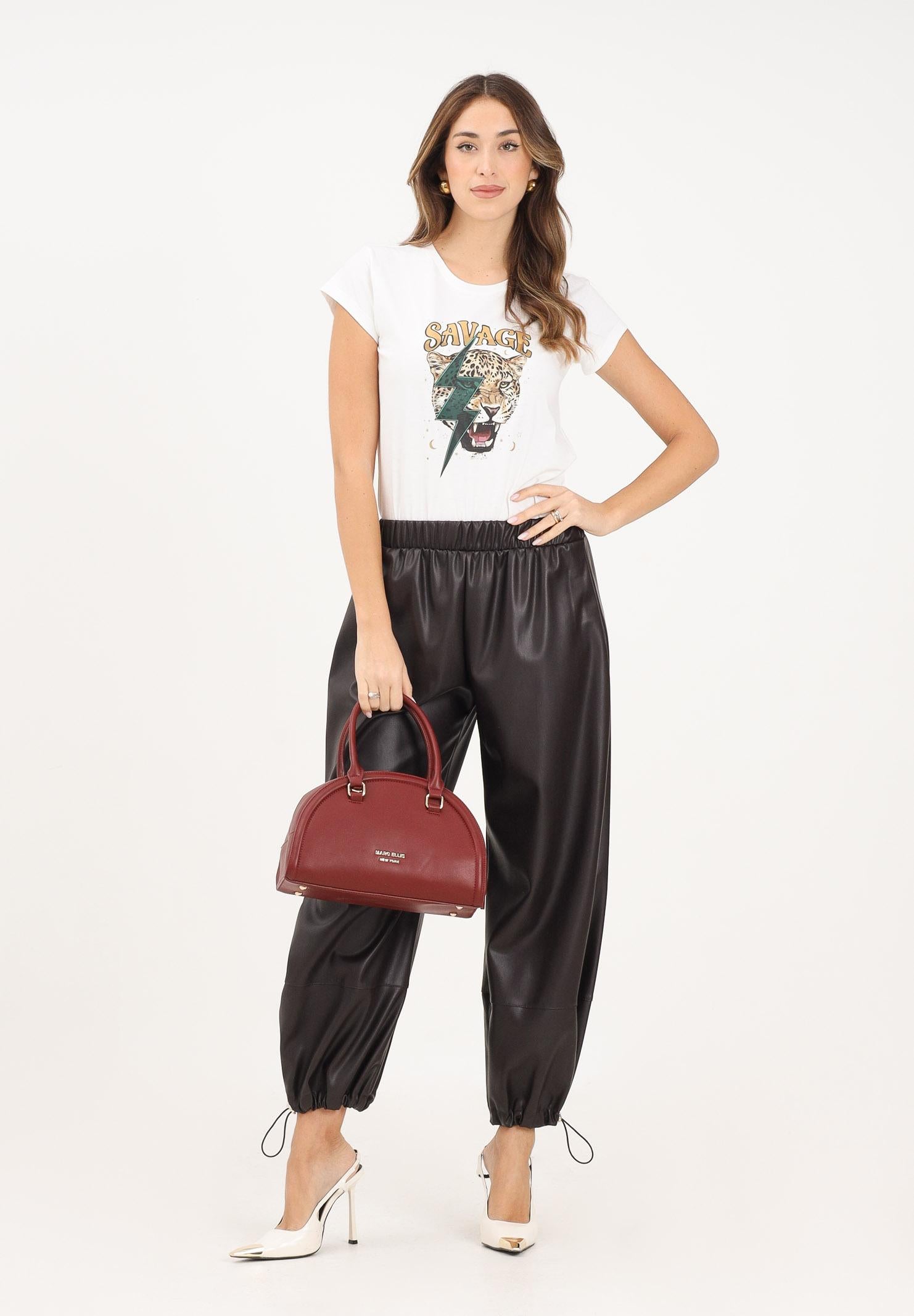 VICOLO Pantalone in ecopelle marrone da donna TF1043 MA VICOLO 