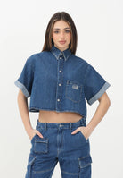 MAISON MARGIELA Camicia in denim azzurro per donna, ragazze e bambine con maniche corte e risvolto M60763MM04S M601 MAISON MARGIELA 