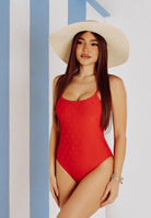 RALPH LAUREN Costume intero rosso da donna con logo all-over 21685304 RE RALPH LAUREN 