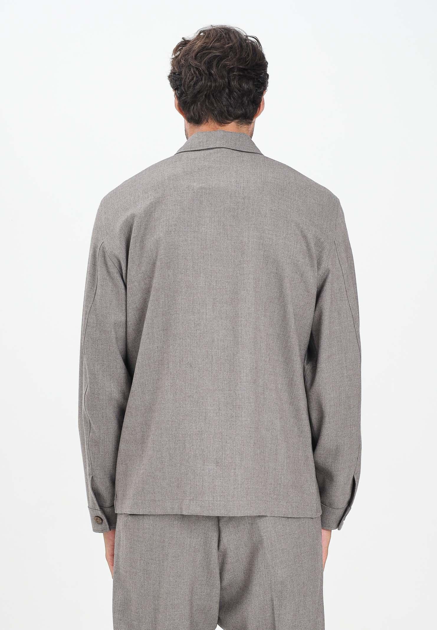 I'M BRIAN Camicia tortora da uomo con applicazione logo CA3449 TOR I'M BRIAN 